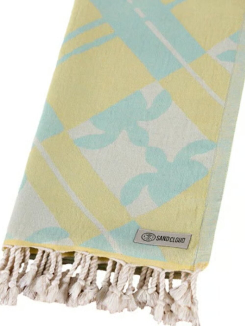Sand Cloud Turtle Plaid Towel Yellow Green Save the Fishes New!